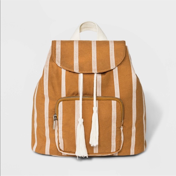 Handbags - Cotton Striped Mini Flap Backpack New
